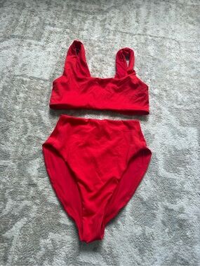 Left On Friday Red High-Waist Bikini Set
